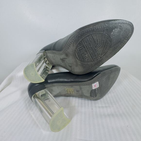 Miista Leather Black Pump Lucite Block Heel Modern Minimalist Size 40 EU (US 9) - Picture 10 of 14